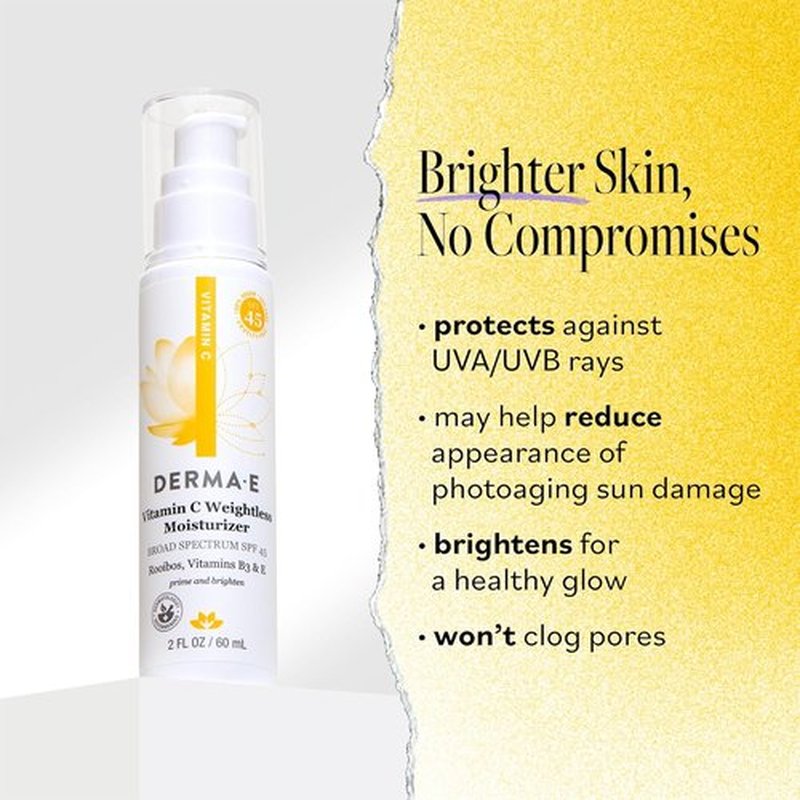 Derma E Vitamin C Moisturizer SPF 45 - Hydrating Skin Brightening Face Cream | 2 Fl Oz