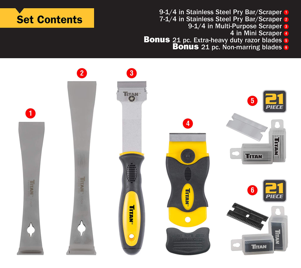 Titan 59400 4-Piece Scraper Set with 42 Replacement Blades