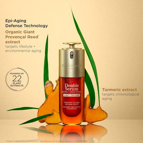 Clarins Double Serum Light Texture - Anti-Aging Serum for Radiance & Pore Refinement | 24H Hydration