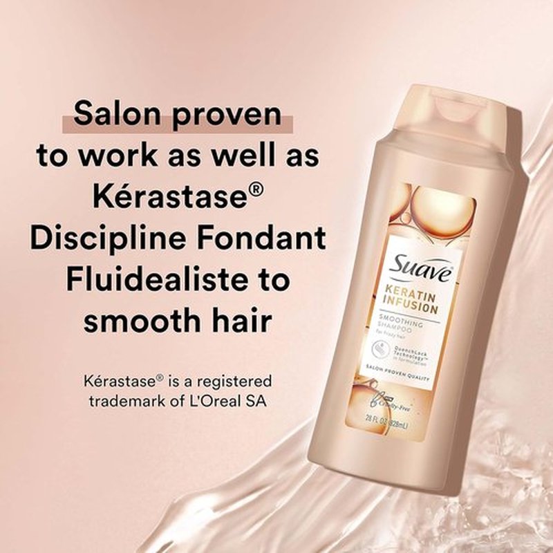Suave Professionals Smoothing Shampoo - Keratin Infusion for Dry Hair | 48-Hour Frizz Control, 28 oz (Pack of 4)