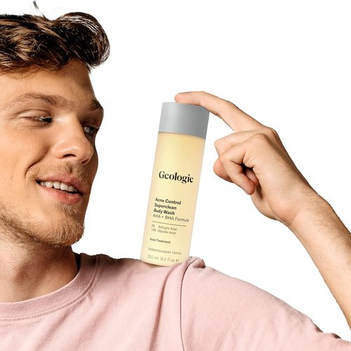Geologie Acne Control Body Wash - Exfoliating AHA + BHA Cleanser for Bacne & Body Breakouts | 8.4 Fl Oz