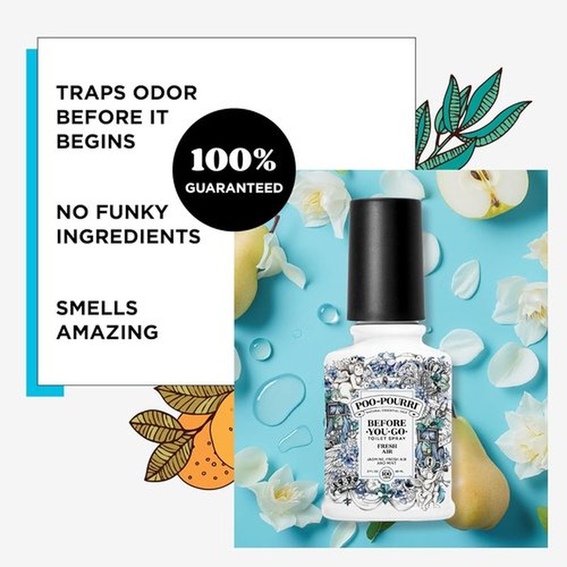Poo-Pourri Before-You-Go Toilet Spray - Fresh Air Jasmine & Mint, 2 Fl Oz for Odor Elimination