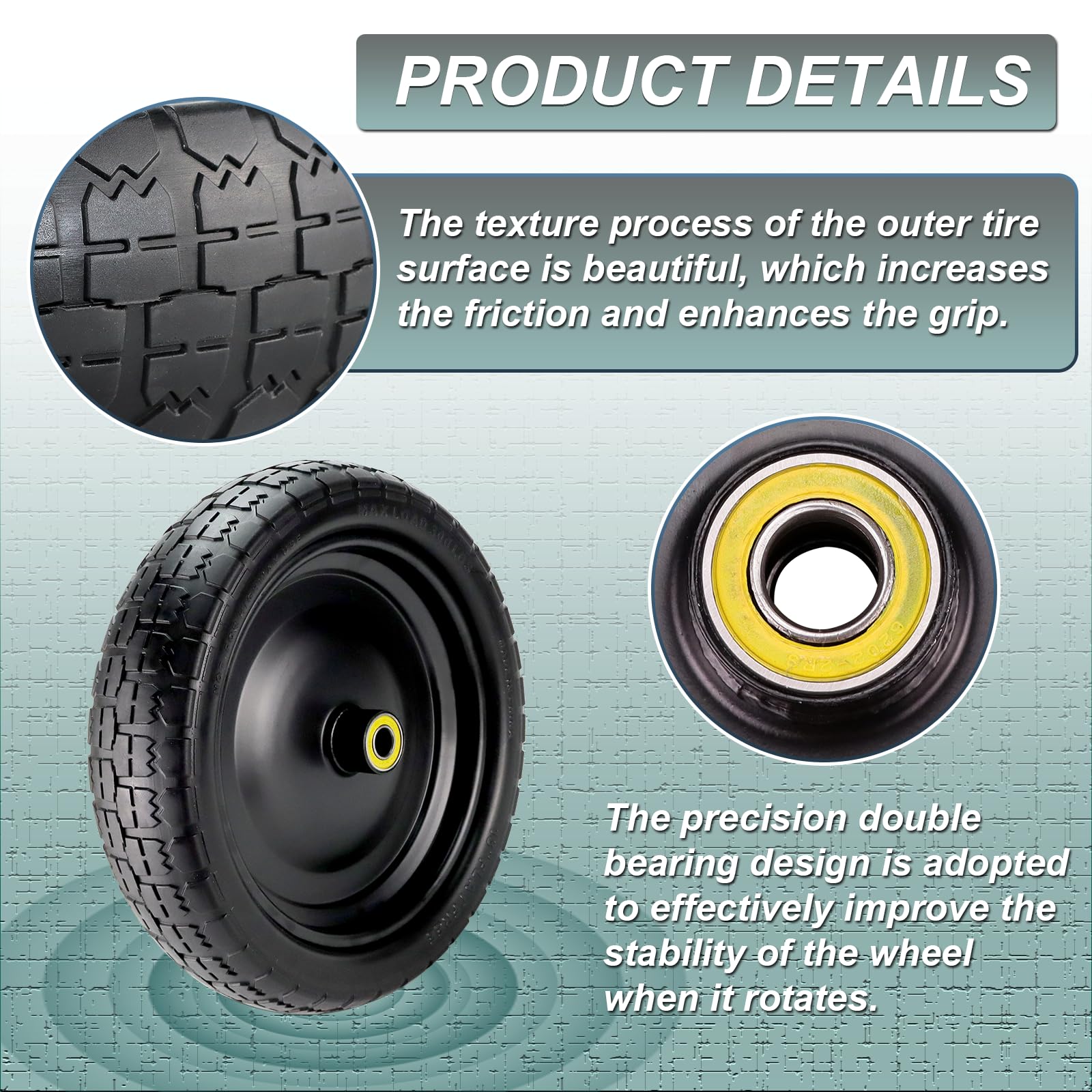13"Garden Cart Tire Replacement for 13" Flat-Free Tire and Wheel with 5/8" Axle Borehole, 2.1" Offset Hub, 3.15" Wide Tires Used for Wheelbarrow Garden Cart and Trolleys, 4-Pack by Cenipar