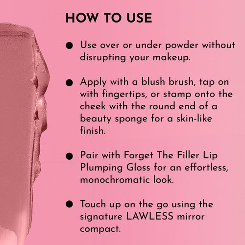 LAWLESS Pinch My Cheeks Soft-Blur Cream Blush - Angel - Premium Blush with Natural Ingredients to Re-Energize and Protect the Skin While Imparting a Soft, Cloudy Finish - 0.18 oz
