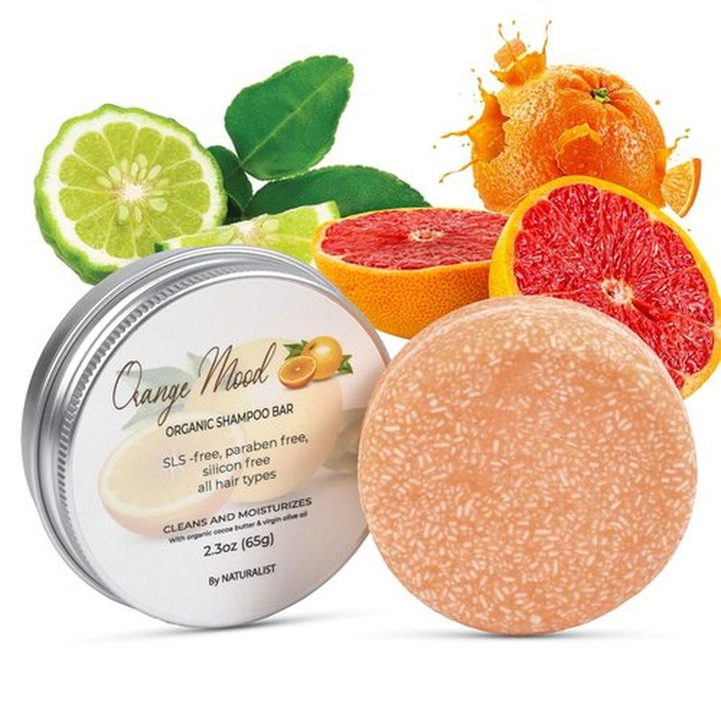 Naturalist Solid Shampoo Bar - 100% Organic & Vegan | pH Balanced, SLS Free | Eco-Friendly Travel Size (Orange Mood)
