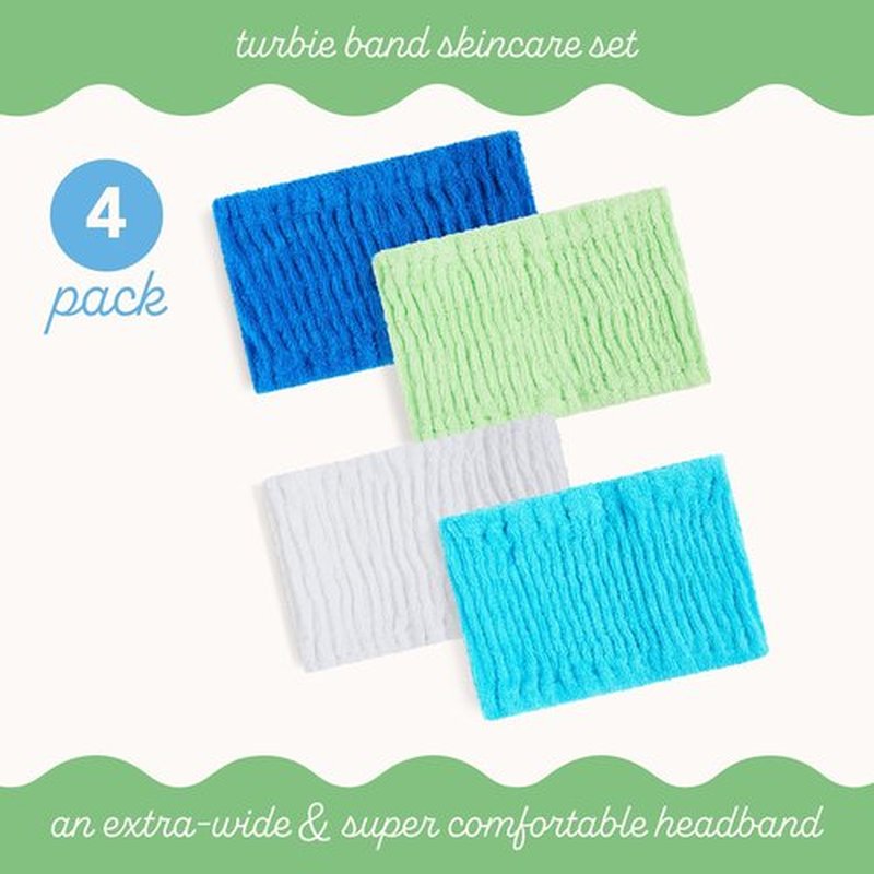 Turbie Twist 4-Pack Cotton Headbands – Extra-Wide, Comfy, All Hair Types, Ocean Breeze