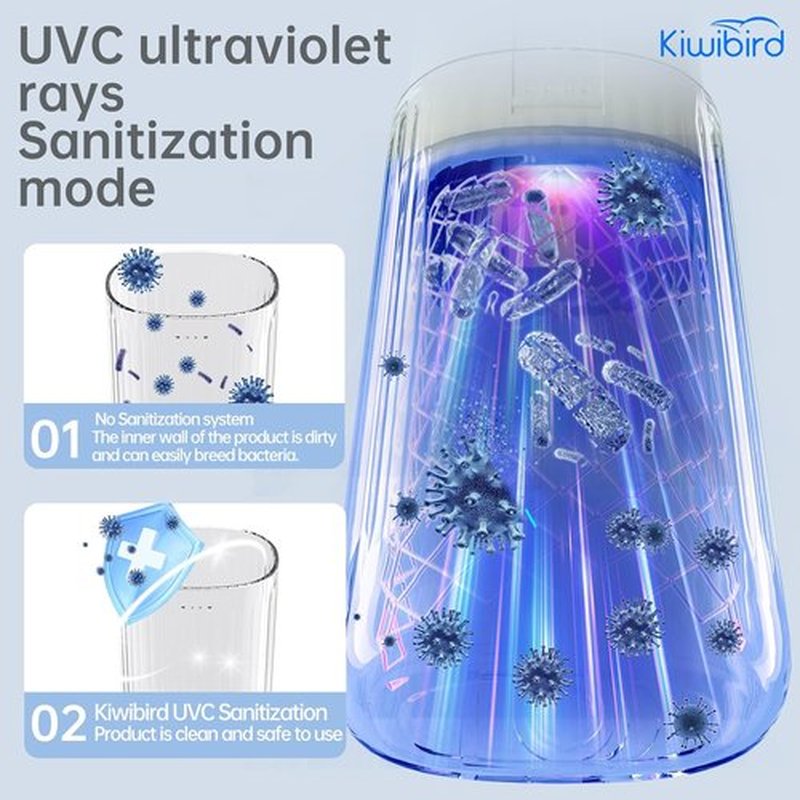 **KIWIBIRD Mini Water Flosser - Ultra-Portable Cordless Oral Irrigator with UVC Light, 3 Modes, 230mL - Travel & Home Use (Purple)**