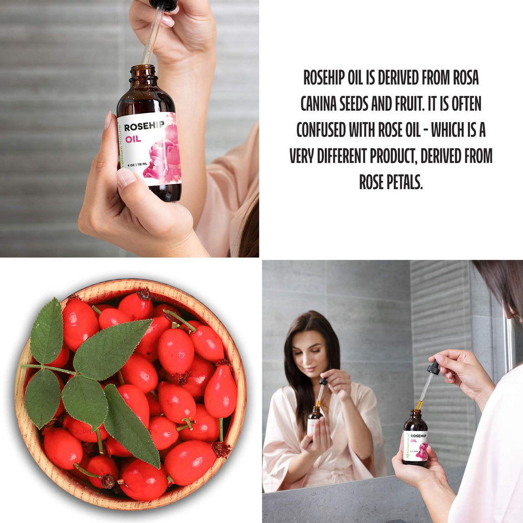Premium Nature Rosehip Oil For Face for Women, Rosehip Seed Pure Cold Pressed Unrefined For Hair and Nails Skin Care Moisturizer, Rose Hips Face Oils and Serums 4 oz
