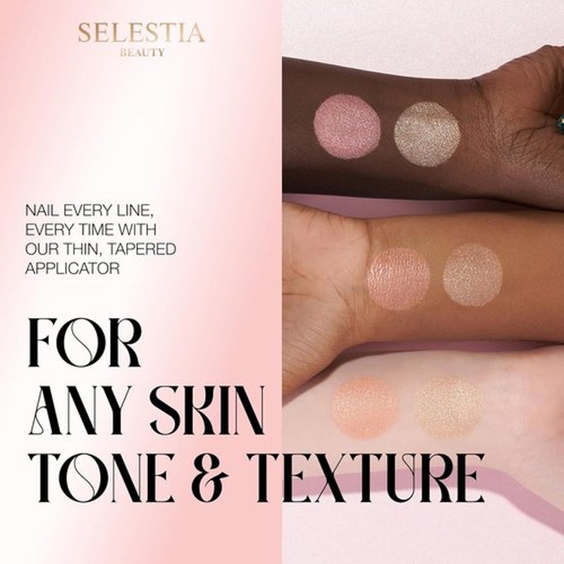 SELESTIA BEAUTY Powder Highlighter – Divine V – Radiant Glow for All Skin Tones | Easy Application, 0.53 oz
