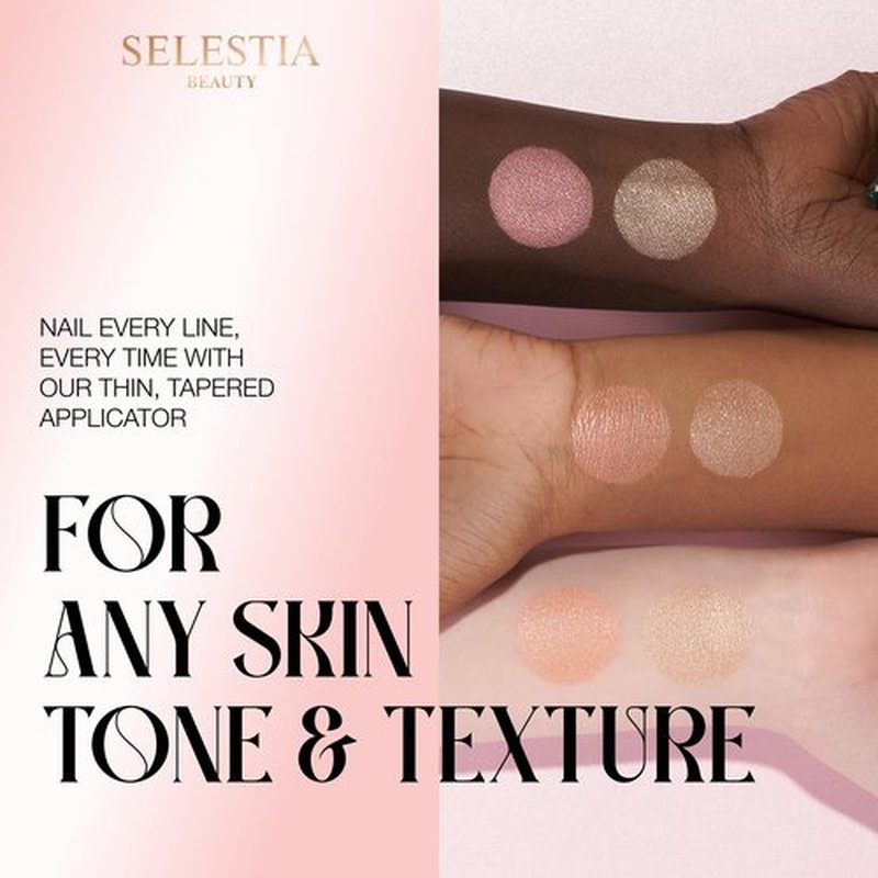 SELESTIA BEAUTY Powder Highlighter Makeup – Divine V – Radiant Glow for All Skin Tones, Easy-to-Apply, 0.53 oz