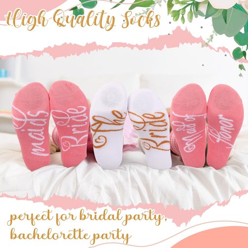 Toulite 48 Pcs Bridesmaid Robe Sets Silk Satin Bride Party Robes with Bachelorette Gift Handbags Knot Bracelets Hair Ties Rhinestone Mirrors and Socks for Bridesmaid Wedding Bachelorette Party