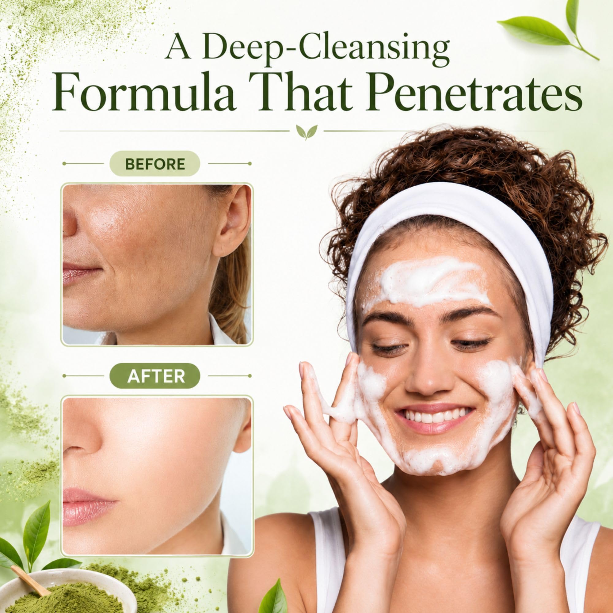 KITAO Exfoliating Enzyme Powder Face Wash for Women 30 Count, Foam Face Wash Powder Travel Size with ECOCERT Certified Matcha, Chia, Quinoa Seed& Ceramides, Foaming Facial Cleanser for Men from Japan