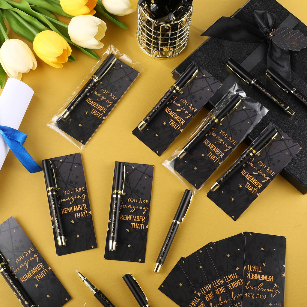 Sayglossy 90 Pcs Graduation Pen Gift Bulk Class of 2026 Party Favors 30 Ballpoint Pens 30 Inspirational Cards with 30 OPP Bags End of Year Gifts for College High School Students Graduation(Black)
