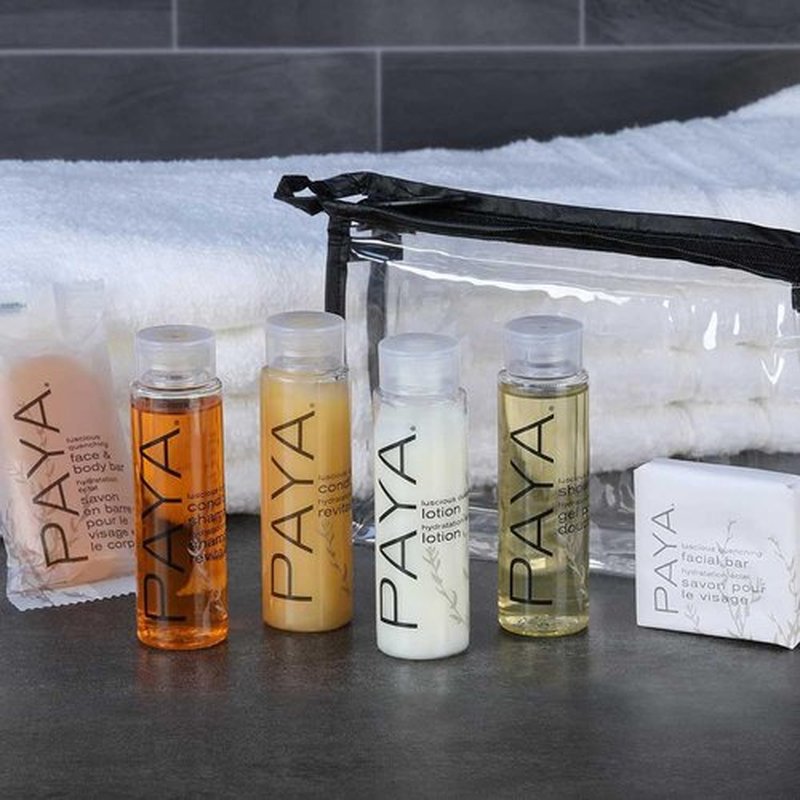 Skiennix Toiletry Travel Set - Shampoo, Conditioner, Shower Gel & 2 Soaps with Tote Bag