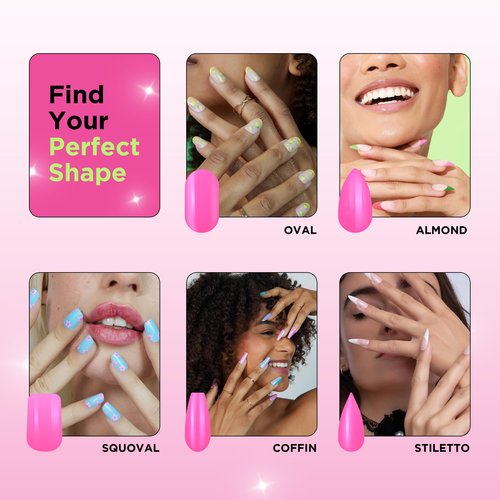 PaintLab Press-On Nails Manicure Kit, Tortie - Almond, 24-Piece Set, Long-Lasting Fake Nails with Glue, File, Prep Pad & Cuticle Stick