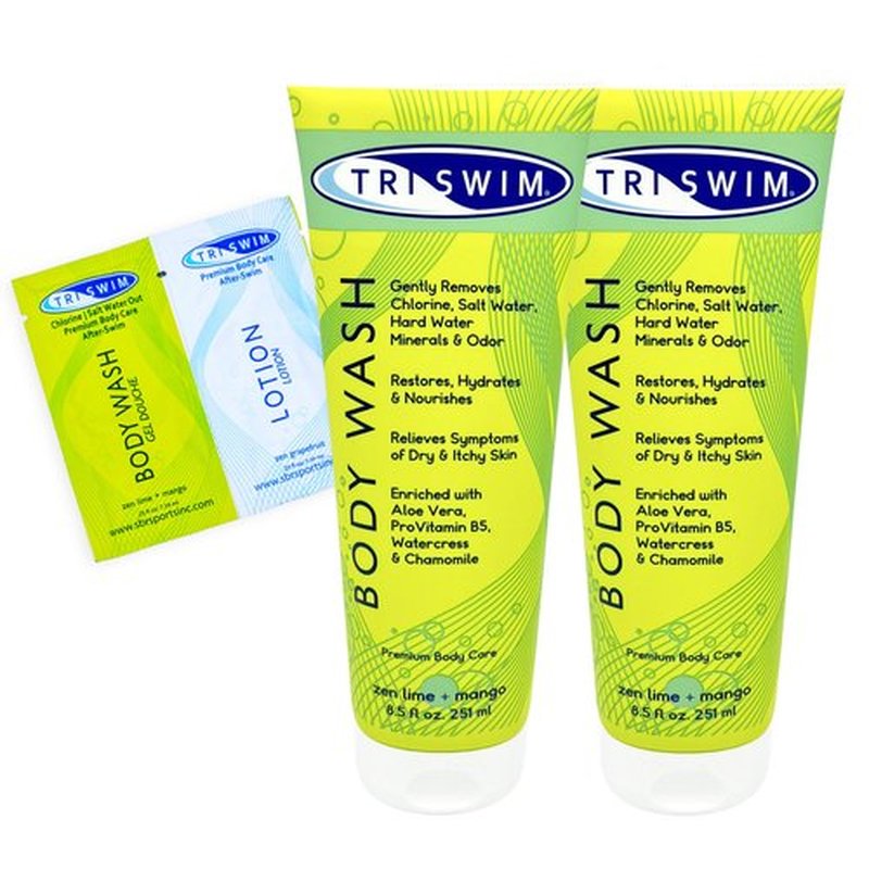 TRISWIM After Swim Chlorine Body Wash | Enriched with Aloe Vera, Watercress and Chamomile for Restoring, Hydrating, and Nourishing Skin | Relieves Dry and Itchy Skin | Perfect for Swimmers | Pack of 2