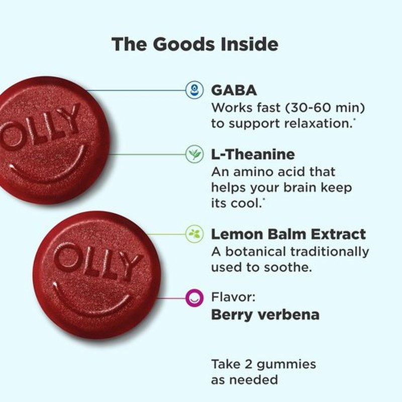 OLLY Goodbye Stress Gummies - GABA & L-Theanine for Stress Relief | Berry Flavor - 42 Count