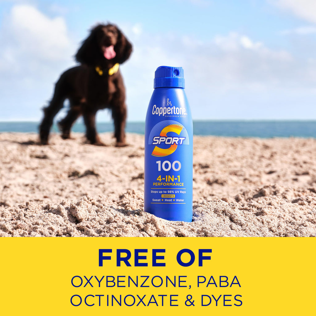 Coppertone SPORT Continuous Sunscreen Spray Broad Spectrum SPF 100 (5.5 Ounce) (Packaging may vary)