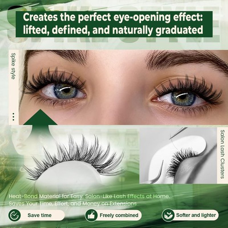 KEYYOU Spiky Manga Lash Clusters 12-20mm Anime Eyelash Clusters 80D+100D Cluster Eyelash Extensions Fairy Eyelashes Cluster Volume DIY Lash Extension