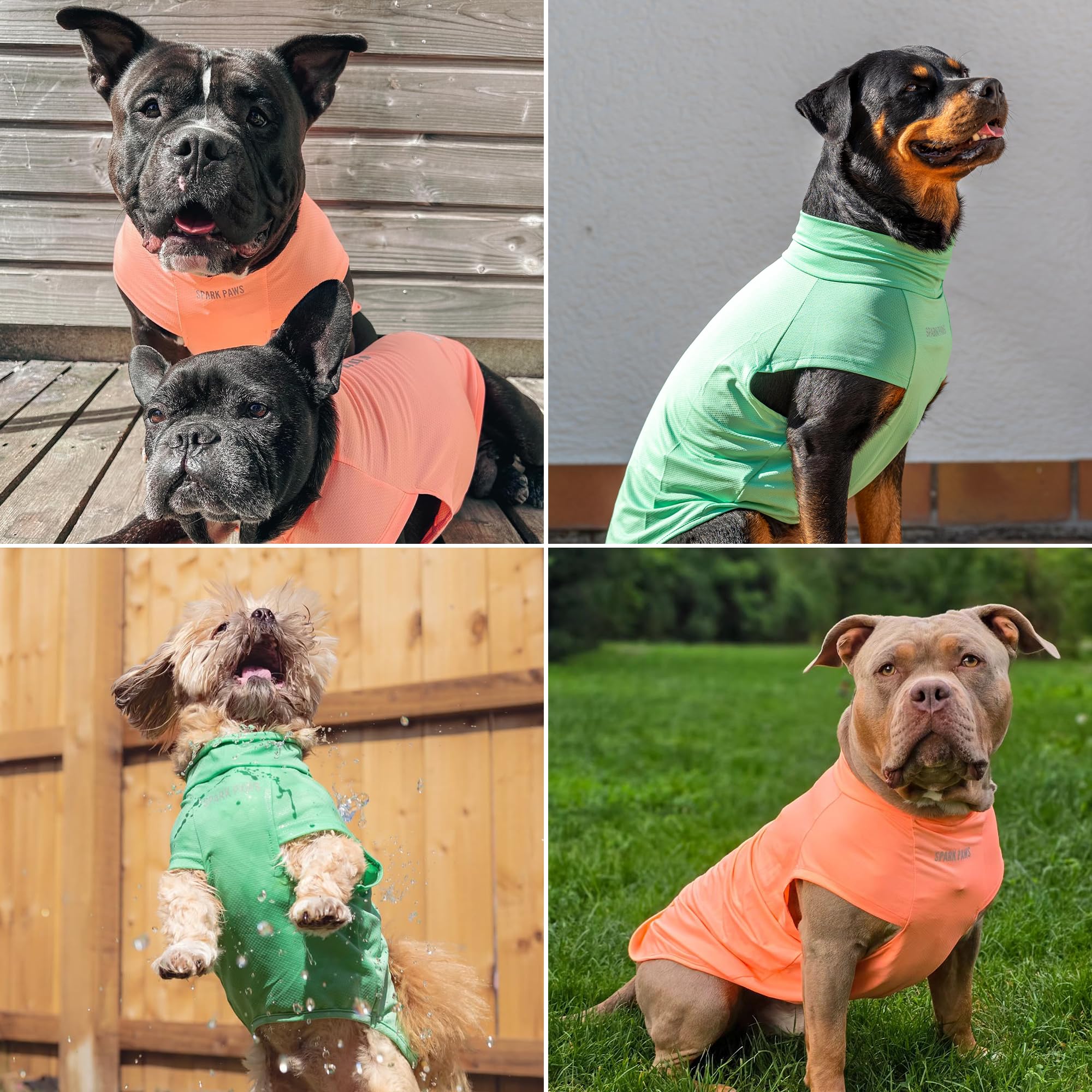 Spark Paws Sunblock Dog T-Shirt, SPF30 Protection, Lightweight Breathable Quick Dry for Dogs with Sensitive Skin - Peach & Mint (Set of 2) - 3XL