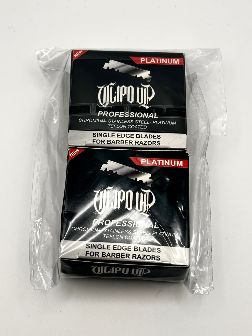 2X Professional Platinum Single Edge Barber Razor Blades, 100-Pack, Chromium Stainless Steel, Teflon Coated CLIPD UP (200 blades)