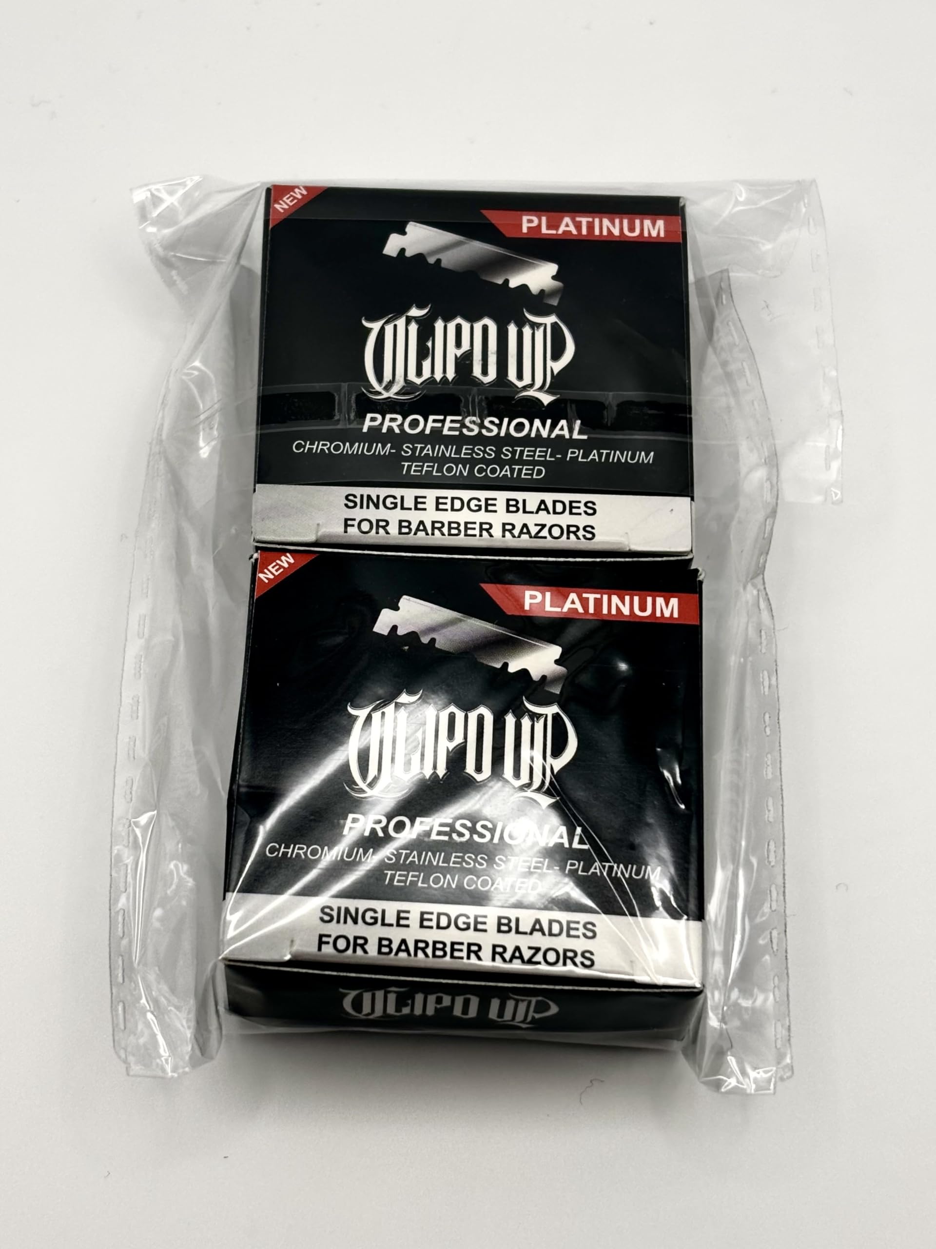 2X Professional Platinum Single Edge Barber Razor Blades, 100-Pack, Chromium Stainless Steel, Teflon Coated CLIPD UP (200 blades)