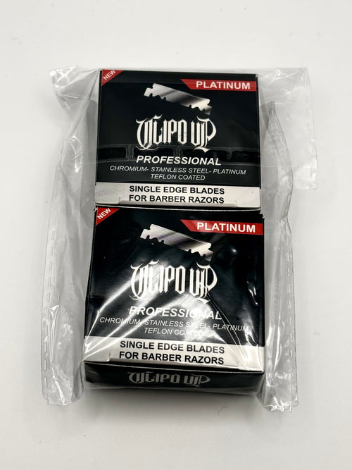 2X Professional Platinum Single Edge Barber Razor Blades, 100-Pack, Chromium Stainless Steel, Teflon Coated CLIPD UP (200 blades)