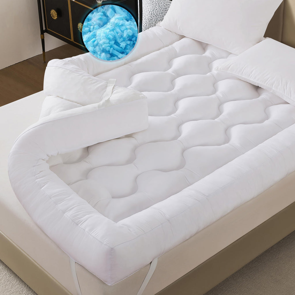 ELNIDO QUEEN® 5 Inch Memory Foam Mattress Topper King Size, Breathable Gel Memory Foam Bed Topper, 2000 GSM Fill, Soft Fluffy Supportive Pillow Top Mattress Pad for Back Pain Relief, 80x78x5 Inch