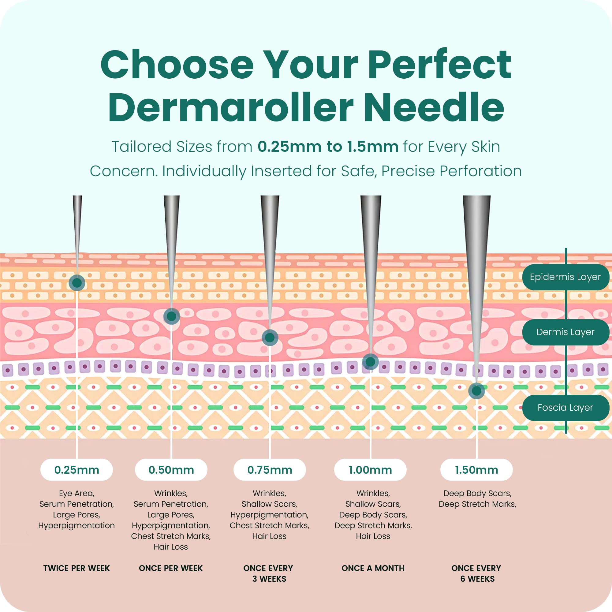 Derma Roller 0.25 mm with Individual Needles | Facial, Scalp & Head Micro-Needling Tool for Enhanced Skincare Routine - Gin Amber Beauty