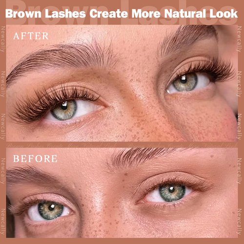 Brown Lash Clusters Natural Wispy Eyelash Clusters DIY Lash Extension C-curly Brown Eyelash Cluster Individuals Faux Mink Lashes Eyelash Extension by Newcally