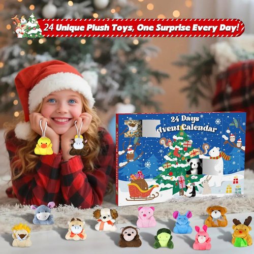 Skiennix Christmas Advent Calendar 2025 - 24 Days of Surprises with Mini Plush Toys | Perfect for Kids and Teens