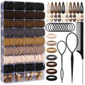 Hair Accessories for Girls - 360 Pieces Cotton Toddler Hair Ties Brown Ponytail Holders, Hair Clips and Hair Tail Tools, Neutral Colors