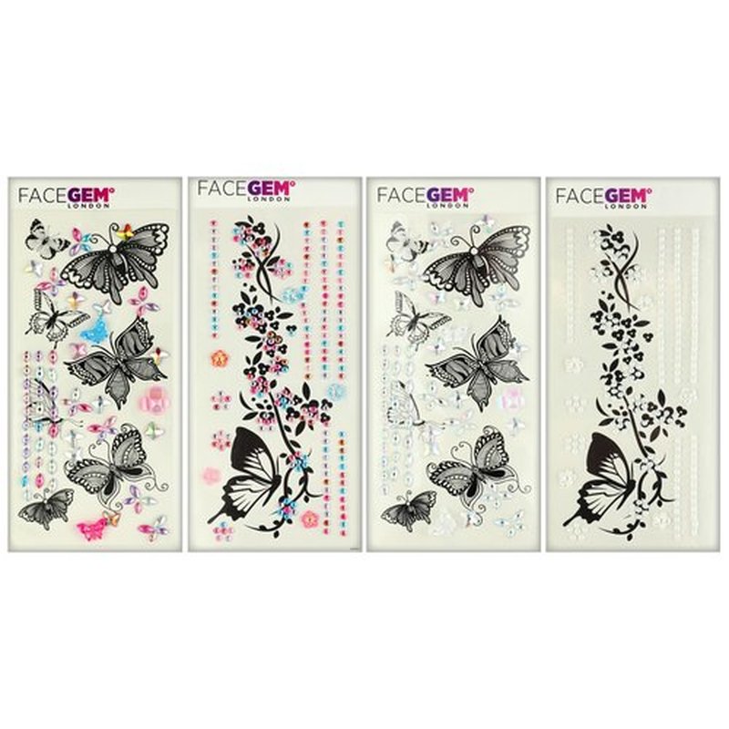 4 Sheet Temporary Tattoos - 4 Sheets Large Butterfly Fake Tattoos with Rhinestones - Temporary Tattoos for Women and Girls – Waterproof Tattoos for adults, Semi Permanent Transfer Tattoo