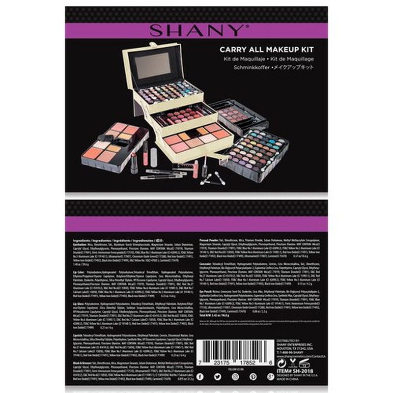 SHANY All In One Makeup Set, 67 Colors Eyeshadow, Blushes, Face Powder, Lipstick, Eye liners, Make up Pencils and Cosmetics Mirror - Makeup Kit With Reusable Beauty Organizer Train Case - White
