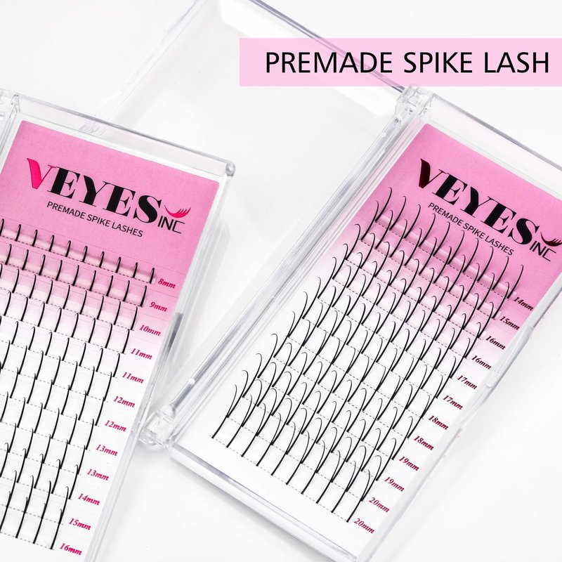 VEYES INC Spikes Lash Extensions, Premium Eyelashes Tray, Professional Supplies for Lash Techs 0.07D Curl 8-16mm Mixed Length Matte Black