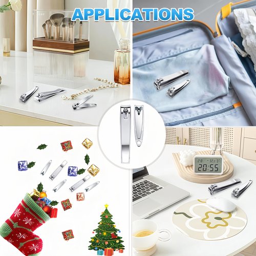 Keeshibao 20-Pack Stainless Steel Fingernail & Toenail Nail Clippers Bulk Set - 12 Small + 8 Medium Size with Storage Pouch, Manicure Kit for Men/Women Travel, Gifts, Homeless Care Supplies