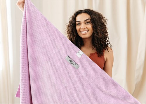 Curly Girl Microfiber Hair Towel Wrap for Women, 41" x 31" Large Quick Dry Hair Towel, Secure Fit with Elastic Strap, Anti-Frizz Hair Plopping Wrap for Long, Thick Hair