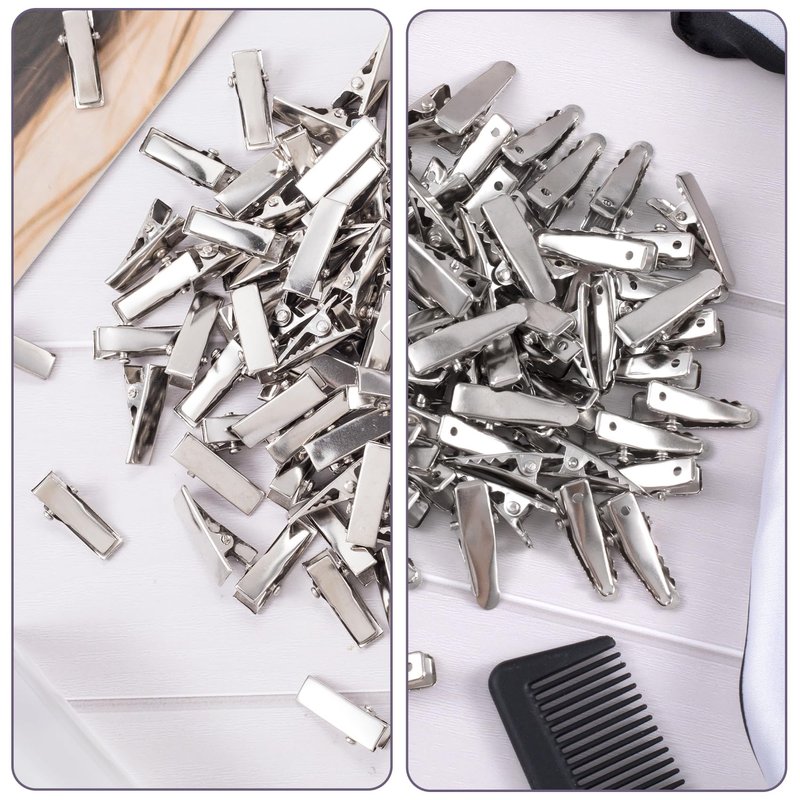 YALOJE 200pcs Metal Alligator Hair Clips, 2 Sizes Small Crocodile Hair Clips, Alligator Barrettes Accessories for Women DIY Crafts, Hair Bows, Arts - Silver, 2.4cm, 2cm