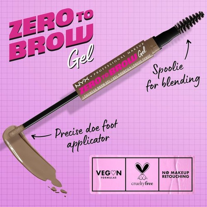 NYX PROFESSIONAL MAKEUP Longwear Eyebrow Gel - Zero To Brow in Ash Blonde for Perfectly Defined Brows