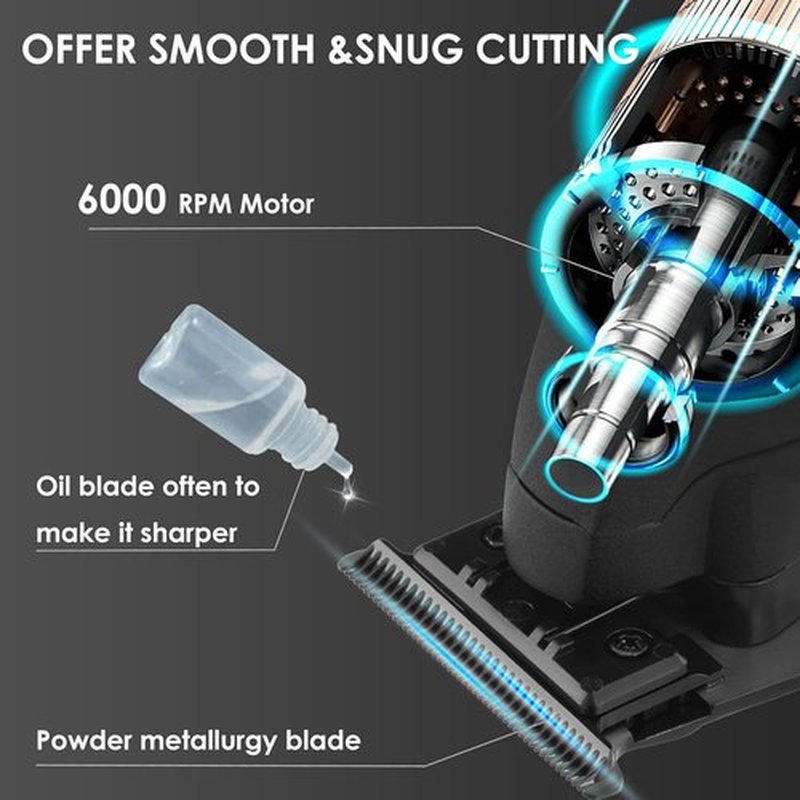 KEMEI 2293 Professional Hair & Beard Trimmer - Cordless T Blade Clippers for Barbers
