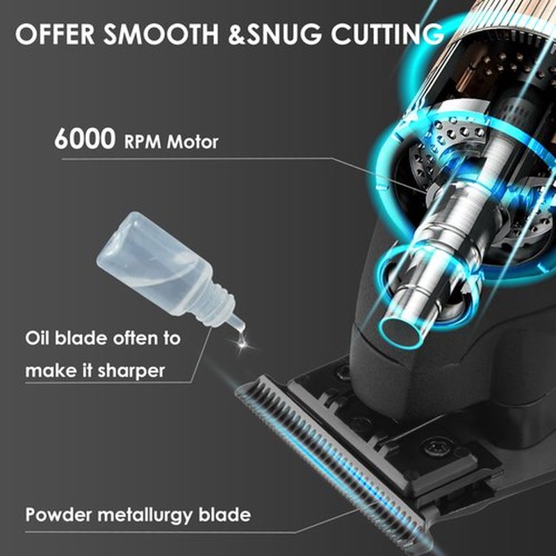 KEMEI 2293 Professional Hair/Beard Trimmer for Men Zero Gapped Hair Clippers for Barber with T Blade, Cordless Rechargeable