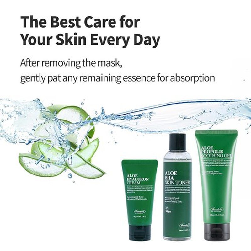 BENTON Aloe Soothing Mask Pack | Hydrating & Cooling Facial Mask Sheets - 10 Pack (230g)