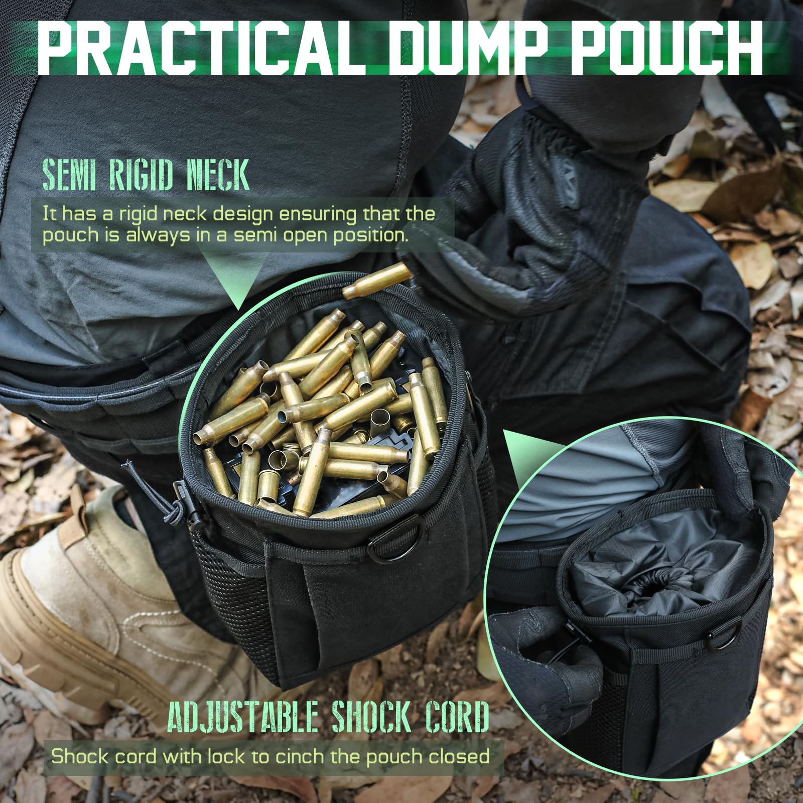 LIVANS Tactical Molle Dump Pouch, Magazine Drop Pouch Drastring Ammo Bag