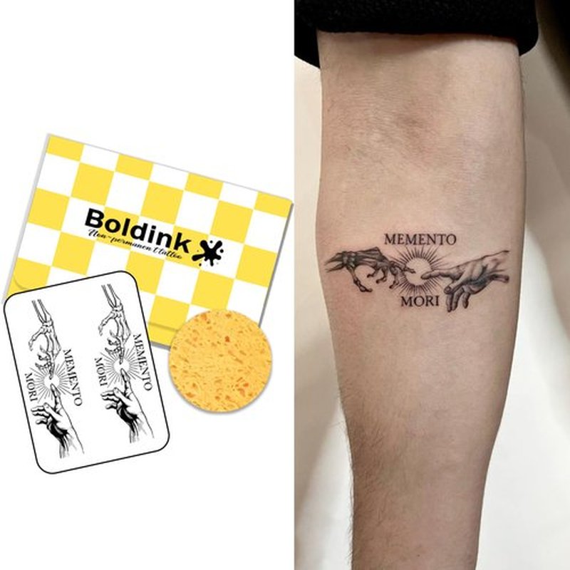 Boldink Temporary Tattoos,Semi Permanent Tattoos,15 Days Long Lasting Tattoo Stickers,Waterproof and Anti-reflective,Unique Design(Memento Mori Hand)