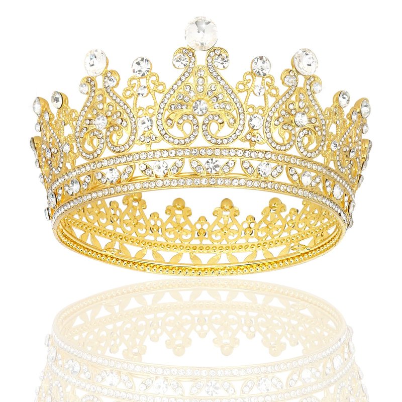 YARIEW Small Gold Crystal Crown Flower Bouquets Accessories Rhinestones Wedding Cake Topper Birthday Crown Cake Decorations