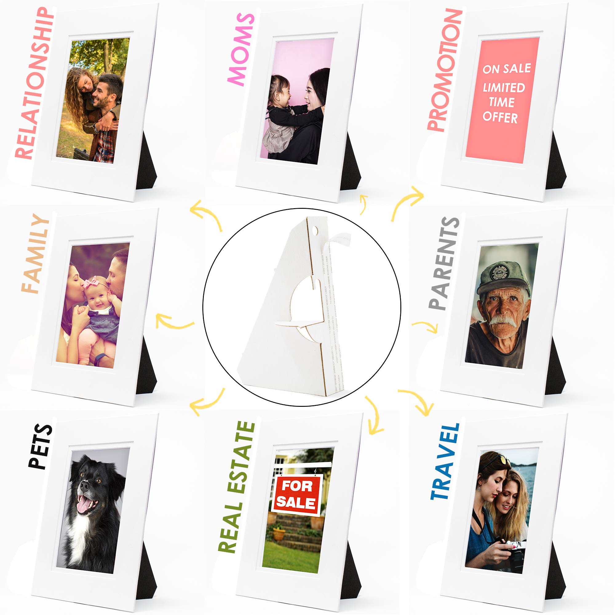 Golden State Art, 5 Inch Self Stick Easel Back, 50 Pack, White