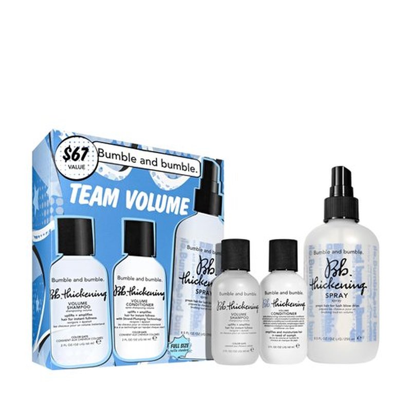 Bumble and bumble. Team Volume Thickening 3-Piece Gift Set | Shampoo, Conditioner, Thickening Spray | Includes Full Size Blow Dry Spray | Color Safe | Perfect for Gifting