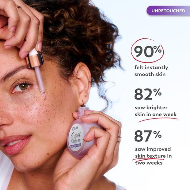Olay Super Serum Night Repair - Fragrance-Free 5-in-1 Formula with Niacinamide & Peptides - 1.7 Oz