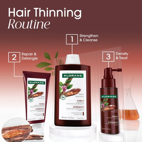 Klorane Intense Strengthening Serum with Quinine - Natural Alternative for Hair Thinning - Support Thicker, Stronger, Healthier Hair - Men & Women - Non-Greasy, Leave-in Formula - 3.3 fl. oz.