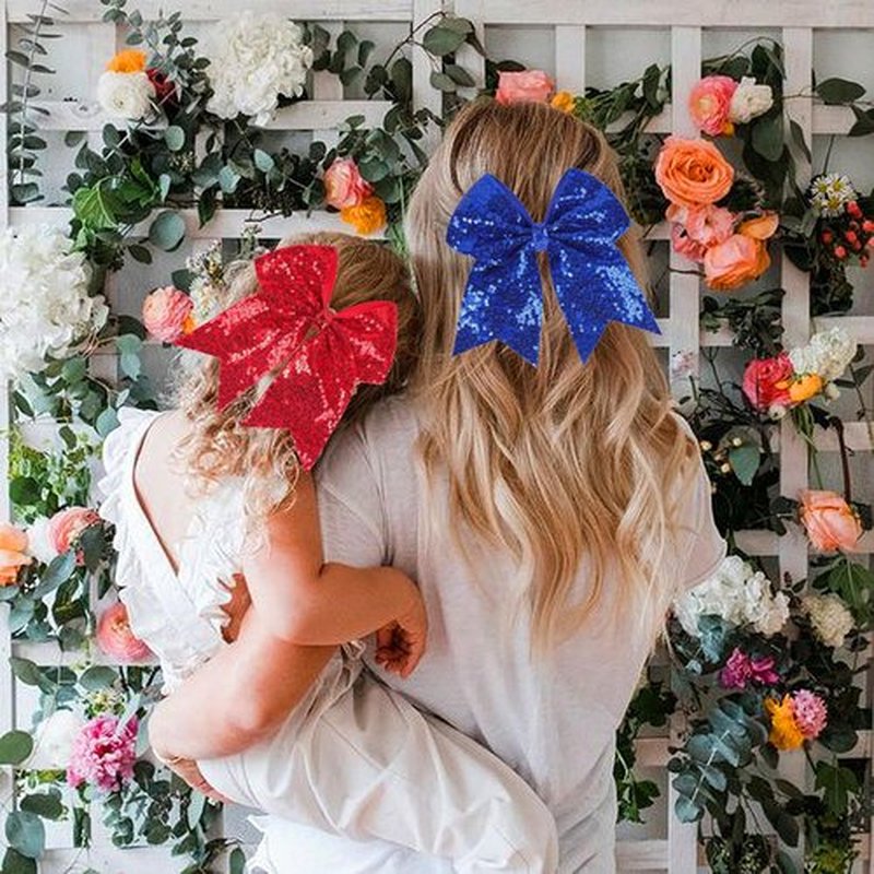 12-Color Jumbo Glitter Cheer Bow Clip – 7” Sequin Hair Bow for Girls, Perfect for Softball, Uniforms, Christmas, Halloween, and Special Occasions